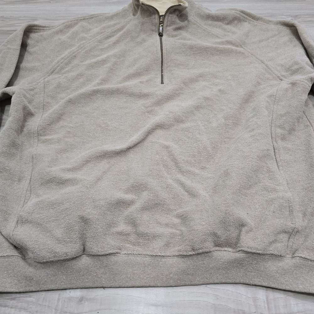 Straight Down Sweater Mens 1/4 Zip Pullover Golf Fleece Tan Fleece Large